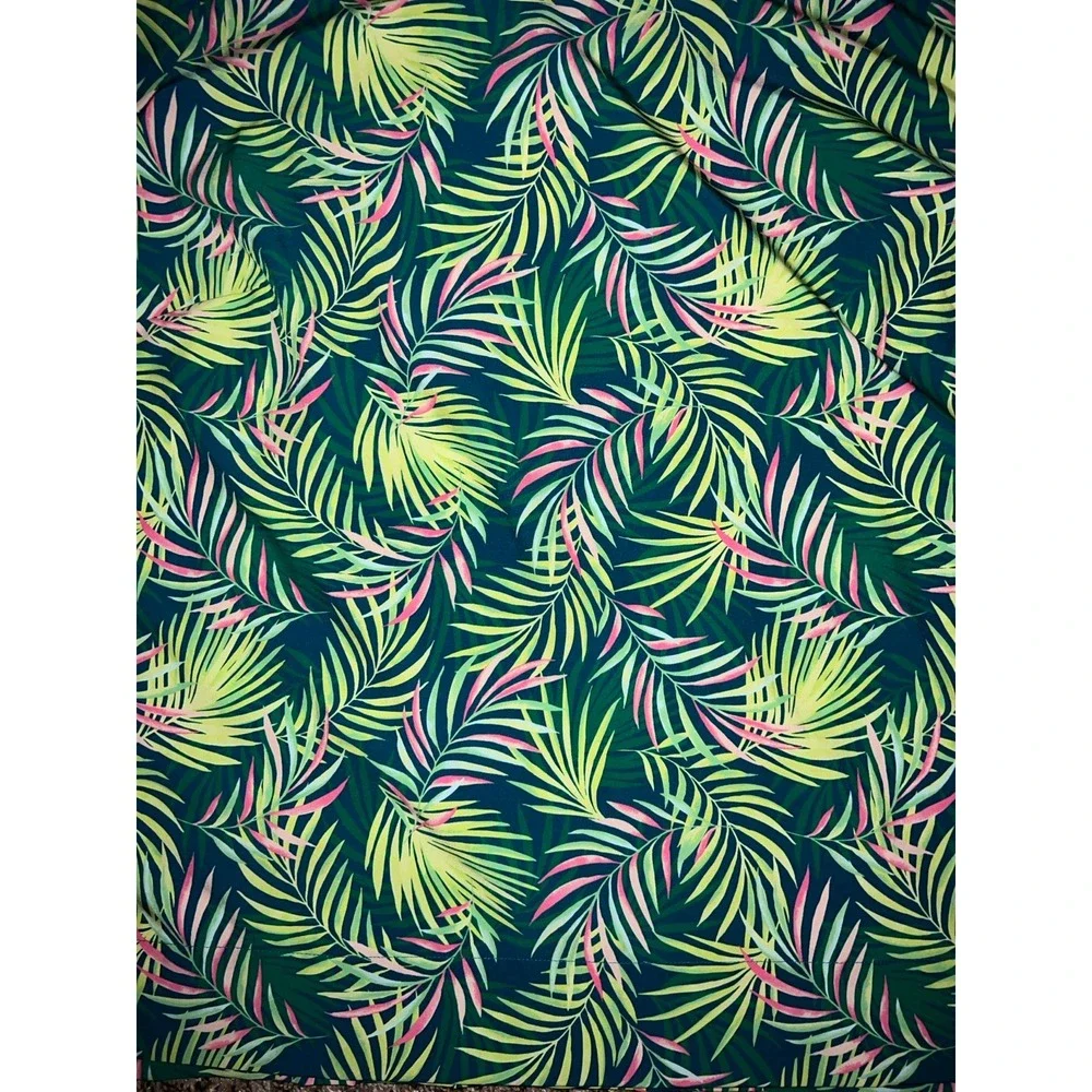 Lands End 365 Tunic Top‎ Womens Baltic Teal Multi Palm size 1X